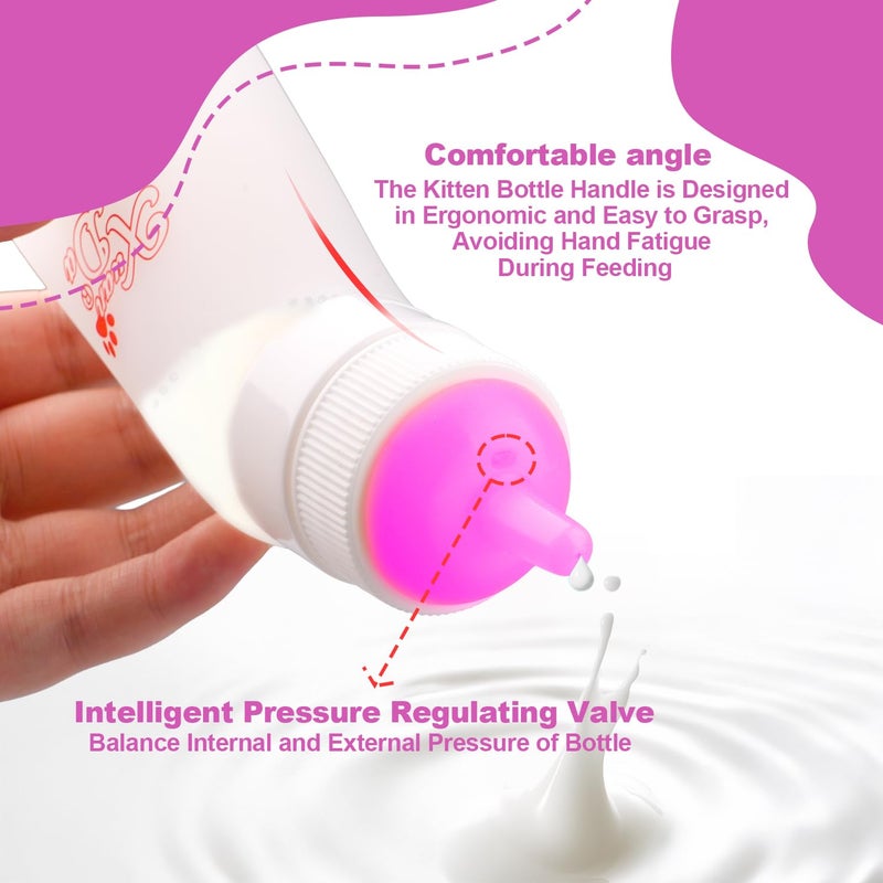 Xuanda Pet Feeding Nipple with Syringe, Soft Silicone Nursing Pet Feeding Bottle, Ventilation Valve Resistant Tearing for Puppies, Kittens, Rabbit, Small Wildlife (L Nipple,Pink) - Image 5